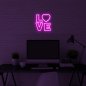 Неонова LED табела на стена - 3D лого LOVE 50см