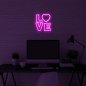 لافتة نيون LED على الحائط - شعار ثلاثي الأبعاد LOVE 50 سم
