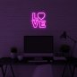 Neonski LED napis na steni - 3D logo LOVE 50 cm