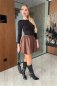 Dámska áčková sukňa  - sukňa z ekokože - hnedá farba - NUVIENNE - fashion Julzz