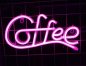 CAFÉ - Banner publicitario con luz de neón LED que cuelga en la pared con el logotipo