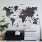 Mapa mundial de madera en la pared - color negro 200 cm x 120 cm