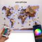 LED mapa na stenu 3D drevená s RGB LED podsvietením (App mobil + diaľkové) - 200cm x 120cm