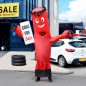 Aufblasbarer Anzug - Erwachsenenkostüm RED Man XXL bis 2,4m + Ventilator