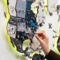 Podsvietená LED mapa na stenu drevená 3D Šedá - (App mobil + diaľkový ovládač) - 250x160 cm