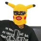PIKACHU halloween maske - Pikachu ansikt og hode maske med ører og briller gul strikket