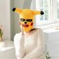 Mặt nạ halloween PIKACHU - Mặt nạ đầu và mặt Pikachu có tai và kính dệt kim màu vàng