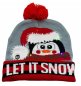 Pălărie tricotată - bufă de Crăciun cu pompon iluminat cu LED - LET IT SNOW