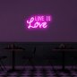 3D šviesos LED logotipas ant sienos - Love is Love 50 cm