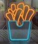 Papas fritas - Comida rápida - Logotipo iluminado con neón LED en la pared