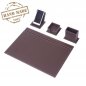 Stalo kilimėliai - Elegantiškas biuro komplektas 4 vnt - ruda oda (rankų darbo)