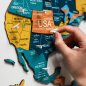 Mapa mundial de madera en 3D en la pared - SUNRISE 100 x 60 cm