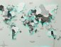 Wodden verdenskart på vegg - LED-belyst 3D-form Hvitgrå - 150 cm x 90 cm