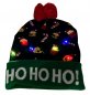 Jólavetrarhúfur með pom pom - Kveiktu á húfu með LED - HO HO HO