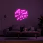 Inscription lumineuse LED 3D ALL YOU NEED IS LOVE 50 cm