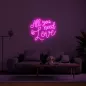 LED svetleč napis 3D ALL YOUR NEED IS LOVE 50 cm