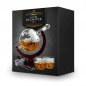 Whiskey globe decanter set with ship - 1 whiskey carafe + 2 glasses and 9 stones