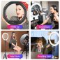 Ring light with stand (tripod) 72 cm to 190 cm - LED selfie circular lamp 45cm diameter