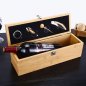 Caixa de vinho de madeira (caixas de vinho) - conjunto de caixa de presente de vinho de luxo com 4 acessórios