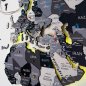 Podsvietená LED mapa na stenu drevená 3D Šedá - (App mobil + diaľkový ovládač) - 250x160 cm