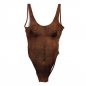 Hairy ladies swimsuit with masculine print - dark