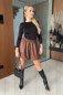 Dámska áčková sukňa  - sukňa z ekokože - hnedá farba - NUVIENNE - fashion Julzz
