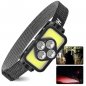 Head torch - LED Headlamp White/Red - Extra powerful rechargeable with 6 modes