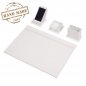 Set meja kulit untuk Office - set 4 pcs: Kulit Putih - Buatan Tangan