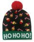 Gorros navideños de invierno con pompones - Gorro iluminado con LED - HO HO HO