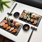Set à sushis pour préparer (faire) des sushis - Kit pour 2 personnes (bols + assiettes + baguettes)