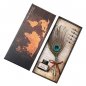Peacock feather pen quill - луксозна историческа писалка в подаръчна опаковка + 5 писца