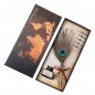 Peacock feather pen quill - luksuzna povijesna olovka u poklon paketu + 5 pera