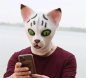 White cat mask - silicone face (head) mask for children and adults