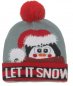 Knitted hat - christmas beanie with pom pom light up with LED - LET IT SNOW