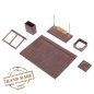 कार्यालय सामान - सेट 8 पीसी - लक्जरी भूरे रंग का चमड़ा (हाथ से बनाया गया)