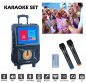 Socrú páirtí baile córas karaoke - cainteoir 40W + scáileán tadhaill 14" + 2 mhicreafón bluetooth