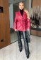 Dámska bunda s opaskom z ekokože -  červená farba - LIRAVINE - fashion Julzz