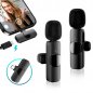 SET Micrófono inalámbrico para smartphone 2x con transmisor con USBC + Clip + Grabación 360°