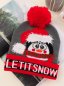 Bonnet tricoté - bonnet de Noël avec pompon éclairé par LED - LET IT SNOW