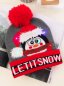 Knitted hat - christmas beanie with pom pom light up with LED - LET IT SNOW