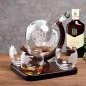 Decantor glob cu navă - Set carafe pentru whisky cu suport din lemn + 4 pahare + 9 pietre