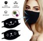 100% Cotton black protective face mask - sitting Cat