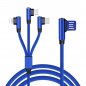Niniting 3V1 singilin ang cable na may disenyo na 90 ° ng konektor- Micro USB, Kidlat, USB-C na may haba na 1,5 m