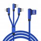 Трикотажен 3V1 кабел за зареждане с 90 ° дизайн на конектор- Micro USB, Lightning, USB-C с дължина 1,5 m