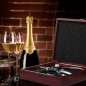 Luxurious wooden gift box with wine set