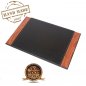 Leren bureauonderlegger - Luxe schrijfmat (palissander + leer) handgemaakt