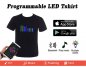 LED RGB farve programmerbar LED T -shirt klæbrig via smartphone (iOS/Android) - flerfarvet