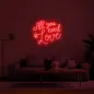 LED valaiseva teksti 3D ALL YOU NEED IS LOVE 50 cm