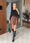 Dámska áčková sukňa  - sukňa z ekokože - hnedá farba - NUVIENNE - fashion Julzz