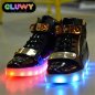Мигающие LED ботинки  Gluwy черно-золотые